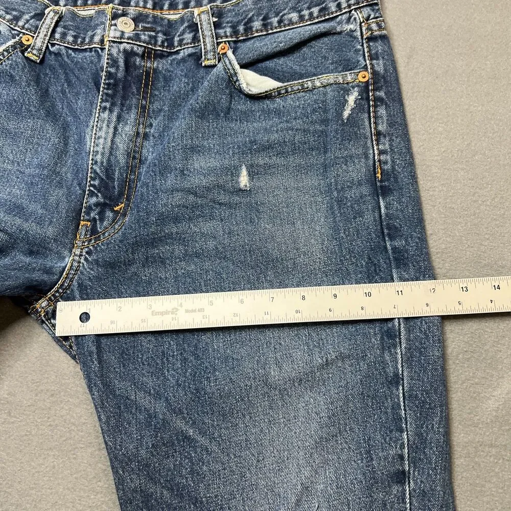 Levis 511 Jeans Men's 38 X 30 Blue Denim Medium Wash Straight Leg Distressed